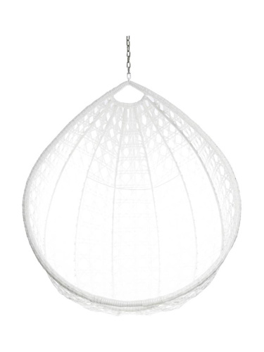 Подвесное кресло КАПЛЯ ЛЮКС с ротангом, белый (БЕЗ СТОЙКИ, БЕЗ ПОДУШКИ) - купить в интернет-магазине Diopt.ru