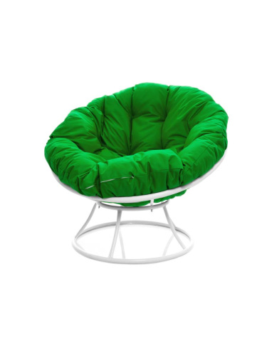 Кресло ПАПАСАН без ротанга белое, зелёная подушка - купить в интернет-магазине Diopt.ru