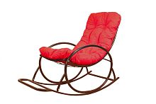 Кресло-качалка Овал коричневое, красная подушка