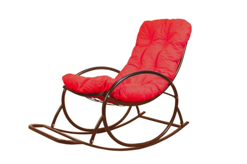Кресло-качалка Овал коричневое, красная подушка - купить в интернет-магазине Diopt.ru