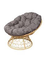 Кресло ПАПАСАН с ротангом бежевое, подушка Пепел