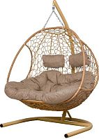 Подвесное кресло ДОБРЫНЯ Home бежевое, подушка Лен (Ткань рогожка)