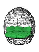 Диван Комфорт Купол с ротангом, чёрный, зелёная подушка