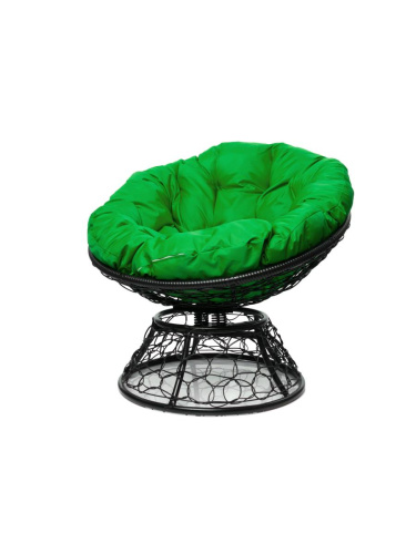 Кресло ПАПАСАН пружинка с ротангом чёрное, зелёная подушка - купить в интернет-магазине Diopt.ru