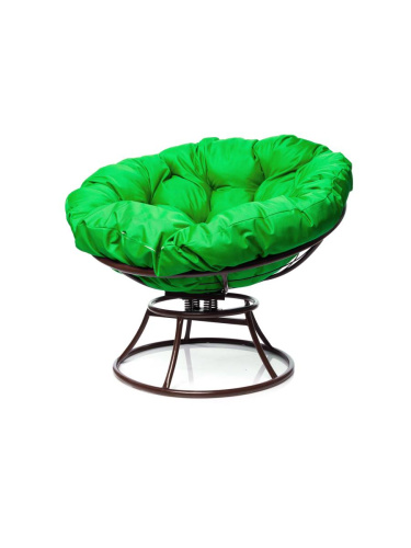 Кресло ПАПАСАН пружинка без ротанга коричневое, зелёная подушка - купить в интернет-магазине Diopt.ru