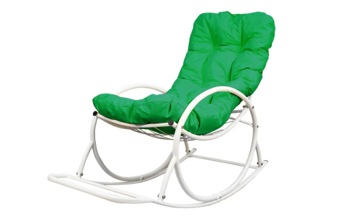 Кресло-качалка Овал белое, зеленая подушка - купить в интернет-магазине Diopt.ru Кресло-качалка Овал белое, зеленая подушка - купить в интернет-магазине Diopt.ru
