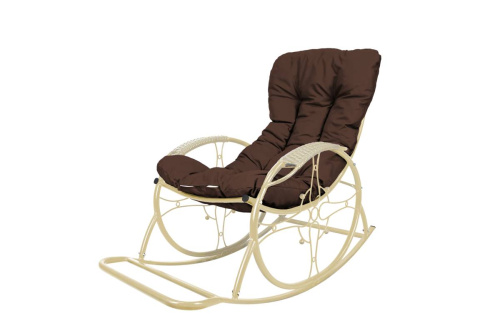 Кресло-качалка Овал ЛЮКС бежевое, коричневая подушка - купить в интернет-магазине Diopt.ru Кресло-качалка Овал ЛЮКС бежевое, коричневая подушка - купить в интернет-магазине Diopt.ru