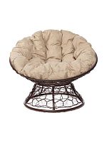 Кресло ПАПАСАН с ротангом коричневое, подушка Лен