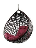 Подвесное кресло КАПЛЯ ЛЮКС с ротангом, коричневый, желтый подушка (БЕЗ СТОЙКИ)